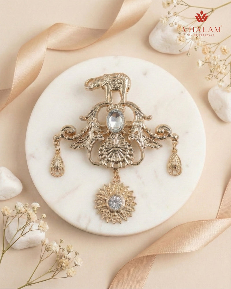 Shahi Gaja Diamond-Tone Heritage Brooch