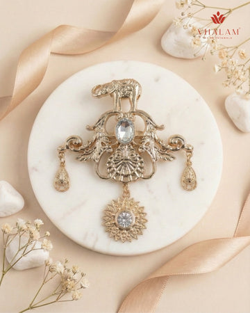 Shahi Gaja Diamond-Tone Heritage Brooch