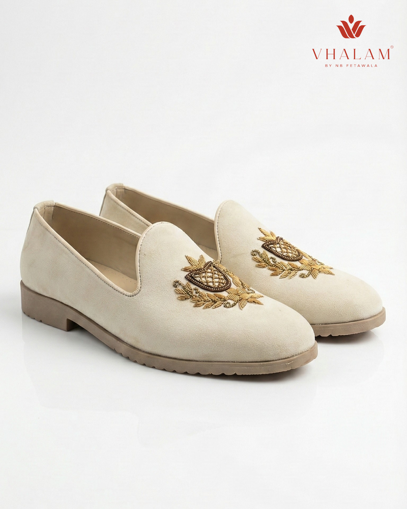 Cream Canary - Cream Hand Embroidered Loafers