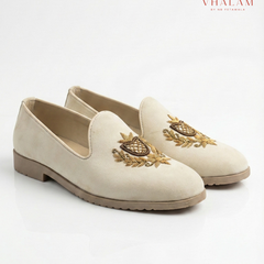 Cream Canary - Cream Hand Embroidered Loafers
