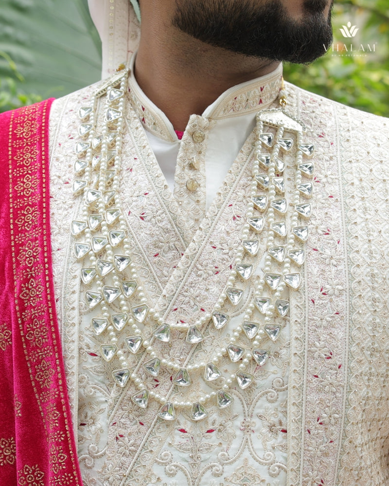 Royal 3-Layer Graduated Pearl Dulha Mala