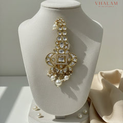 Royal White Polki Brooch With Beaded Drops