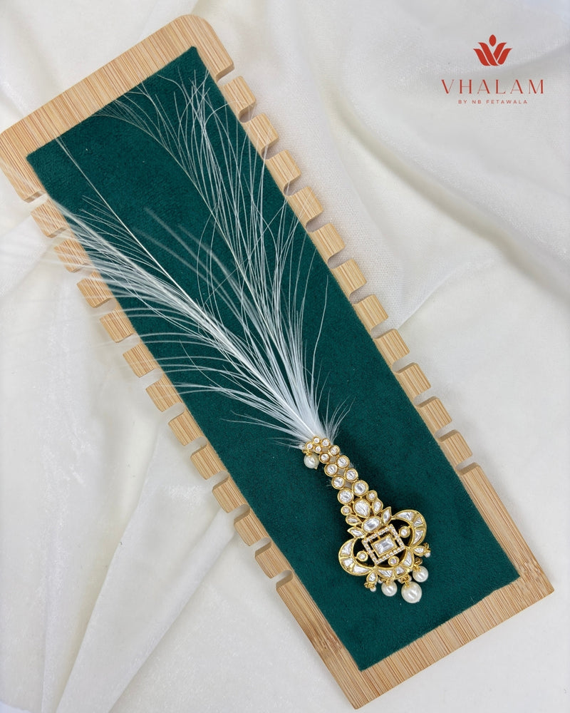 Royal White Polki Brooch With Beaded Drops