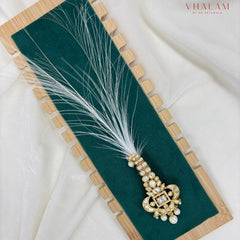 Royal White Polki Brooch With Beaded Drops