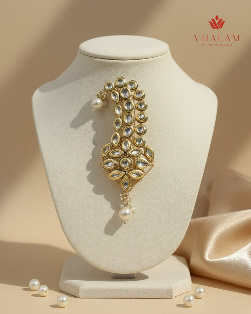 Classic Leaf Cluster Kundan Work Turban Brooch