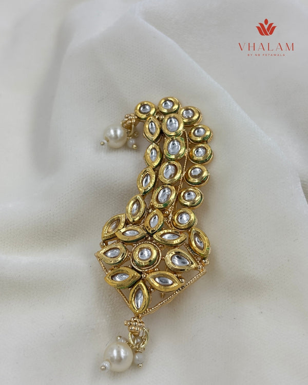 Classic Leaf Cluster Kundan Work Turban Brooch