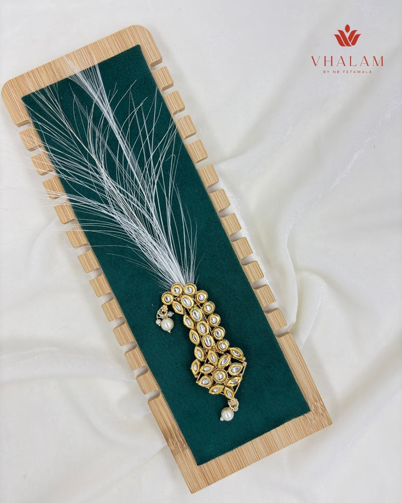 Classic Leaf Cluster Kundan Work Turban Brooch
