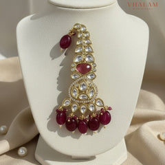 Ruby Drop Kundan Turban Brooch
