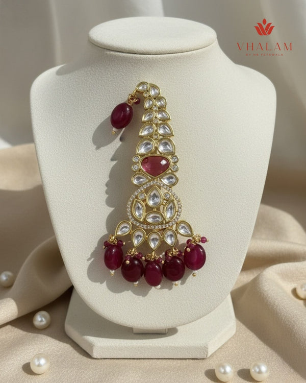 Ruby Drop Kundan Turban Brooch