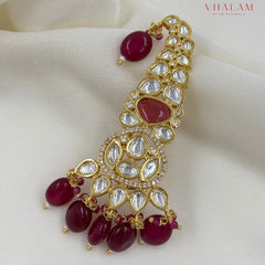 Ruby Drop Kundan Turban Brooch