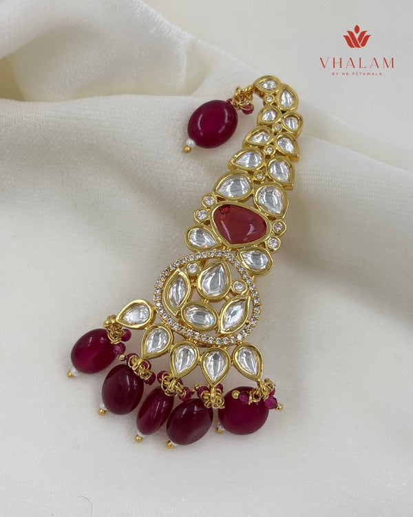 Ruby Drop Kundan Turban Brooch