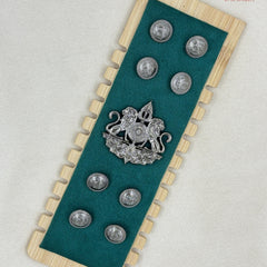 Heritage Lion Shield Silver Button & Brooch Set