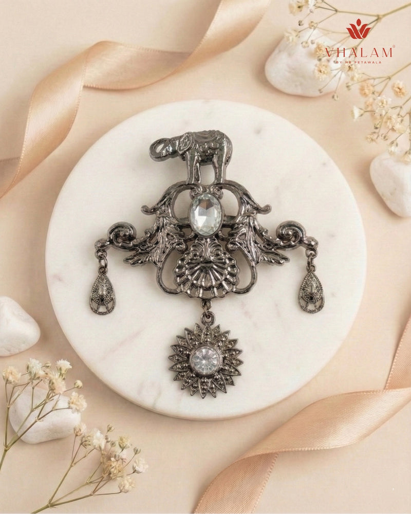 Shahi Gaja Diamond-Tone Heritage Brooch