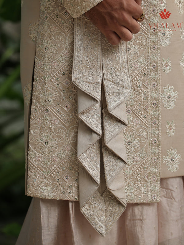 6-Piece Groom's Set for Champagne Beige/ Light Gold Sherwani