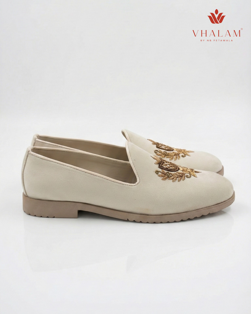 Cream Canary - Cream Hand Embroidered Loafers