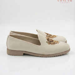 Cream Canary - Cream Hand Embroidered Loafers