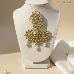 Royal Floral Kundan Turban Brooch with Pearl Drops