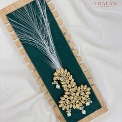 Royal Floral Kundan Turban Brooch with Pearl Drops