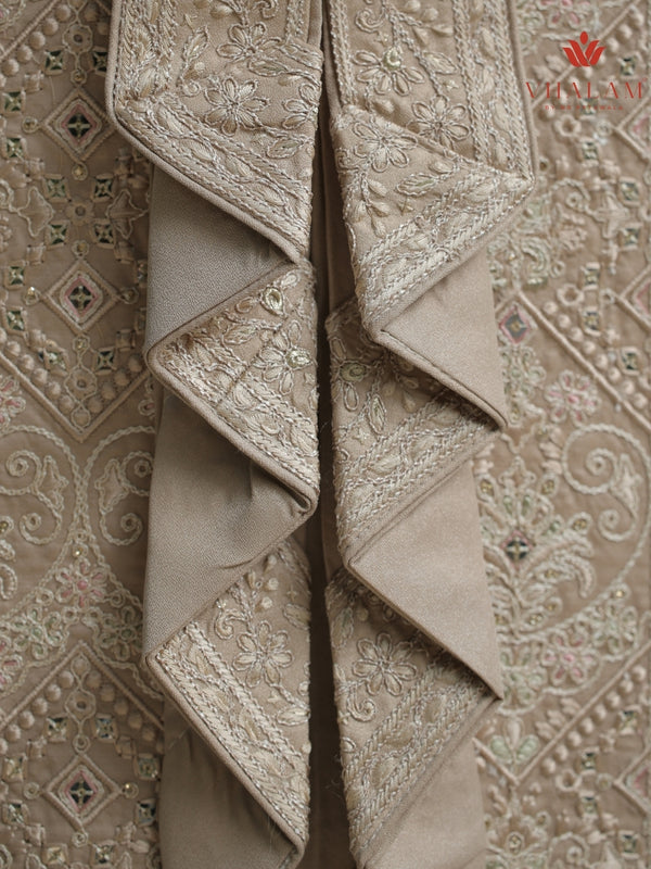 6-Piece Groom's Set for Champagne Beige/ Light Gold Sherwani