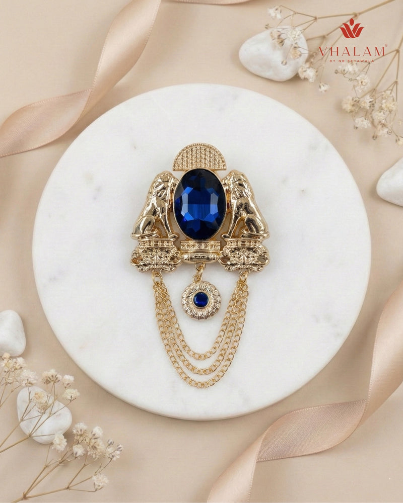 Shahi Simha Sapphire Heritage Brooch