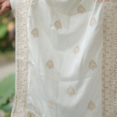 Royal Off-White Groom Shawl with Sequin and Thread Detailing