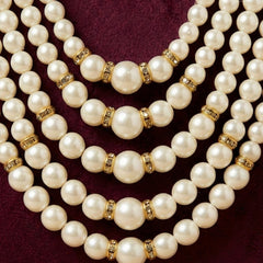 Dulha Cream Five-Layer Pearl & Stone Mala