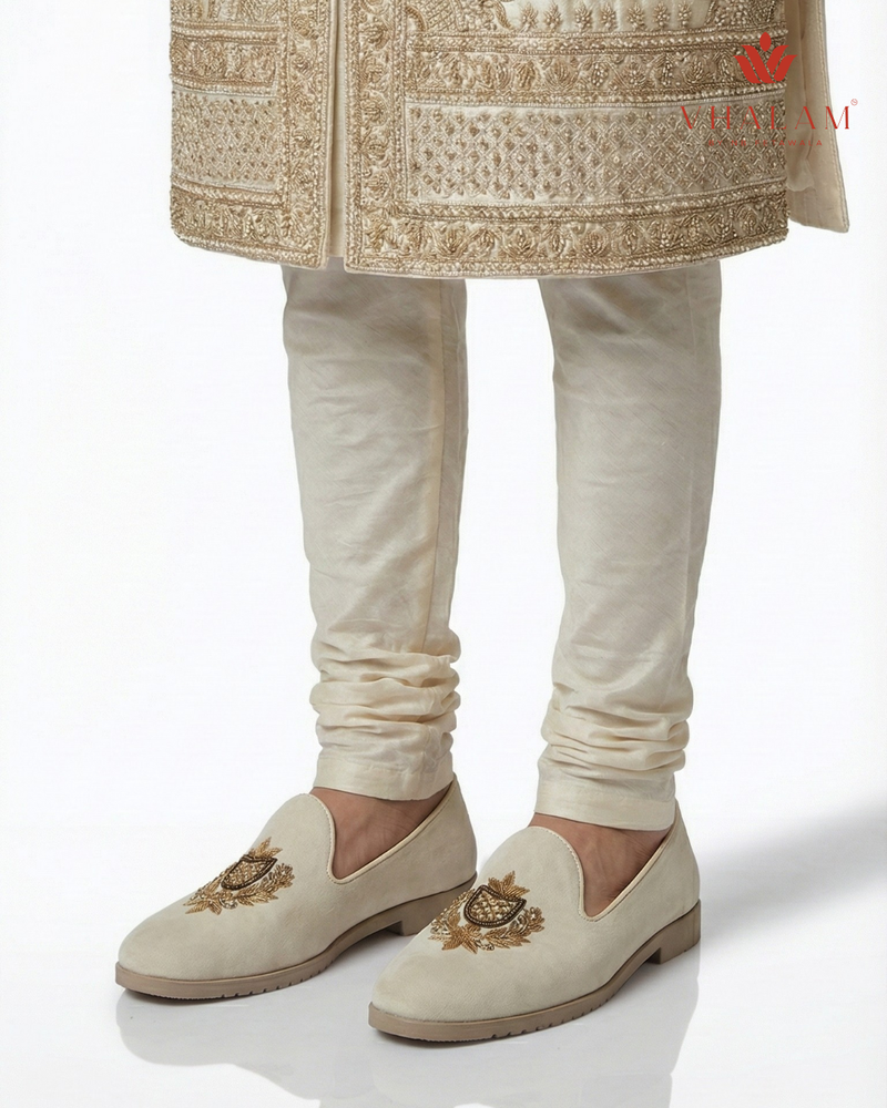 Cream Canary - Cream Hand Embroidered Loafers