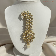 Classic Polki Work Groom Brooch in Leaf Design