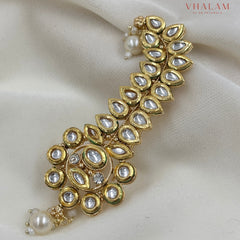 Classic Polki Work Groom Brooch in Leaf Design