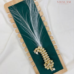 Classic Polki Work Groom Brooch in Leaf Design