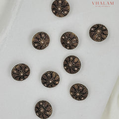 Antique Deer Emblem Suit Brooch in Floral Frame