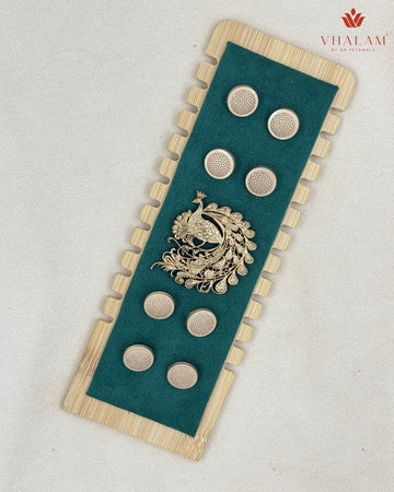 Heritage Peacock Gold Button & Brooch Set