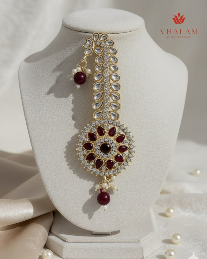 Regal Round Ruby Kundan Turban Brooch