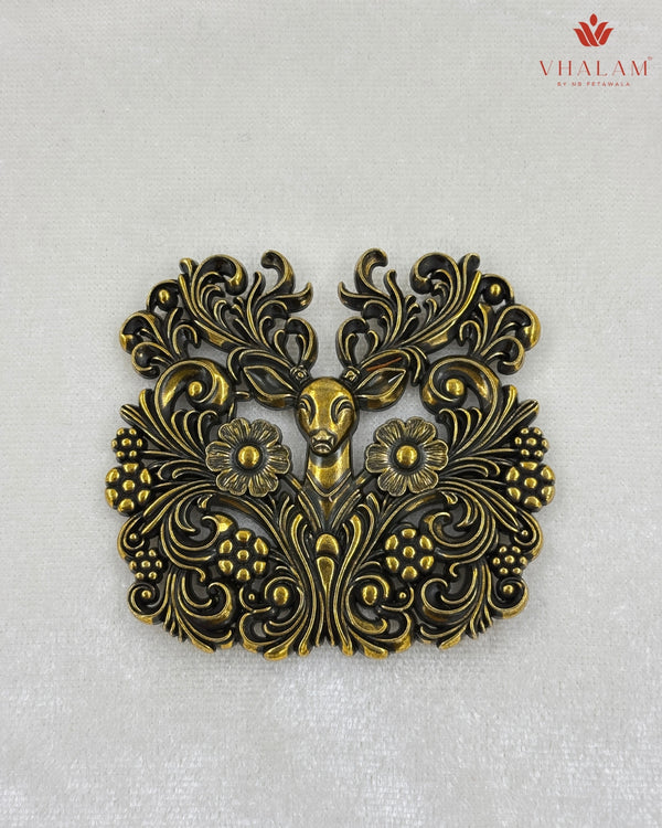 Shahi Hiran Antique Gold Heritage Brooch & Button Set