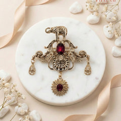 Shahi Gaja Ruby Chand-Surya Heritage Brooch