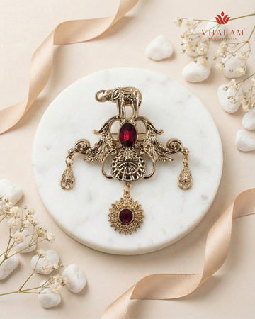 Shahi Gaja Ruby Chand-Surya Heritage Brooch