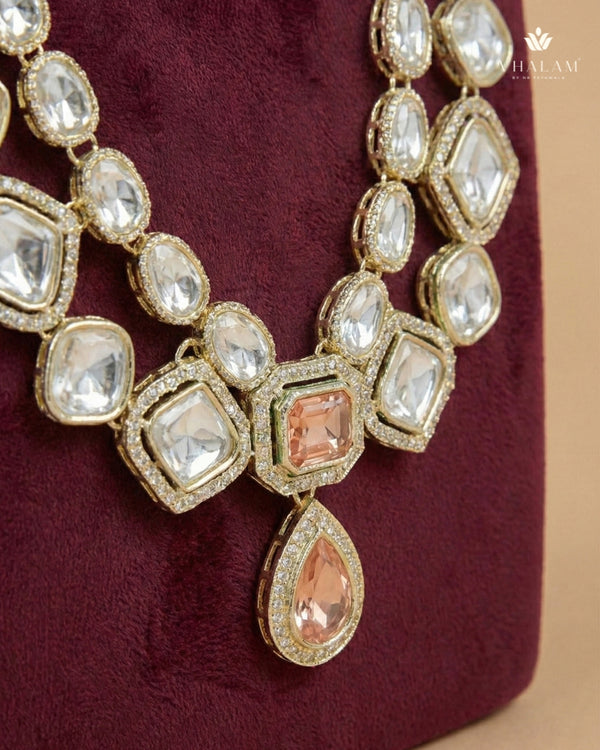 Peach Heritage Double-Layer Polished Gold Mala