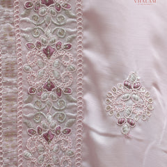 Elegant Baby Pink Embroidered Silk Shawl for Groom