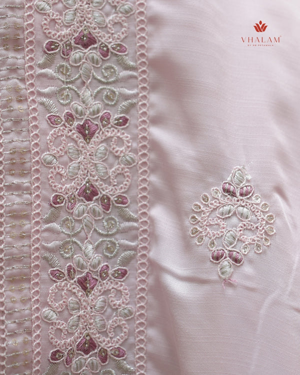 Elegant Baby Pink Embroidered Silk Shawl for Groom