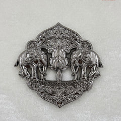 Shahi Gajraj Oxidized Silver Brooch & Button Set