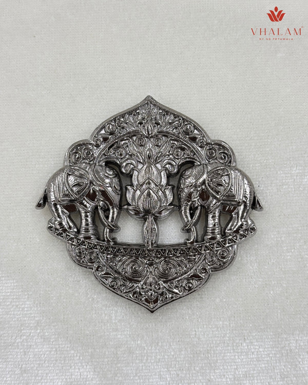 Shahi Gajraj Oxidized Silver Brooch & Button Set
