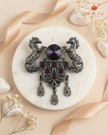 Shahi Ashwa Amethyst Heritage Brooch