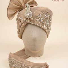Vhalam Rajvansh Hand-Tied Safa – Champagne Gold
