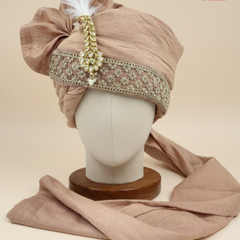 Dusty Rose Silk Groom Pagdi