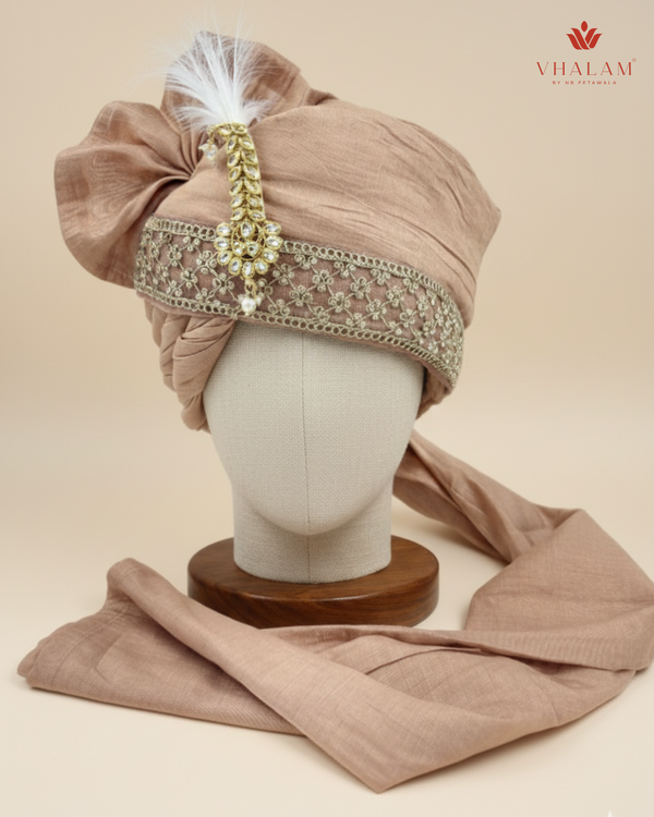Dusty Rose Silk Groom Pagdi