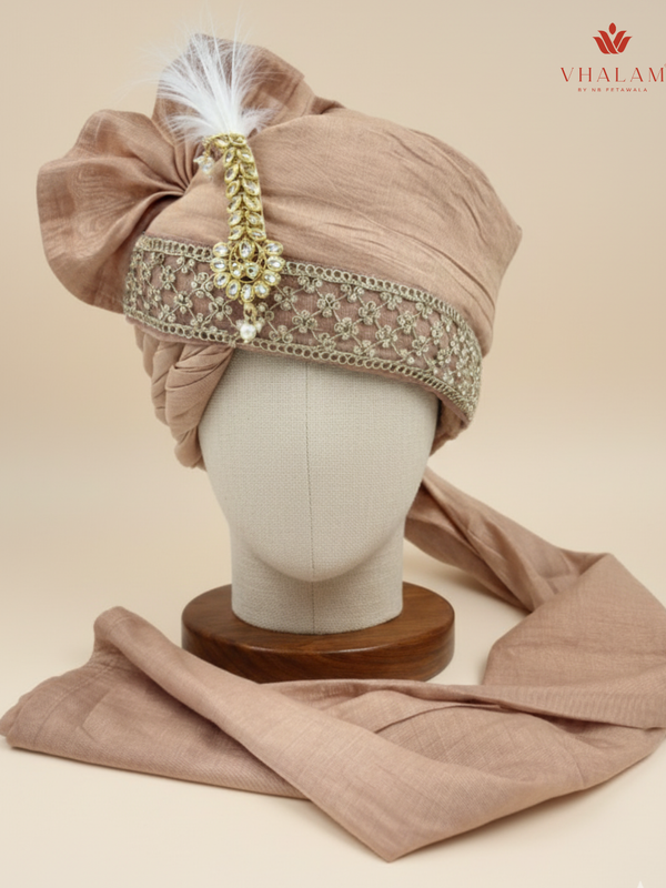 Dusty Rose Silk Groom Pagdi