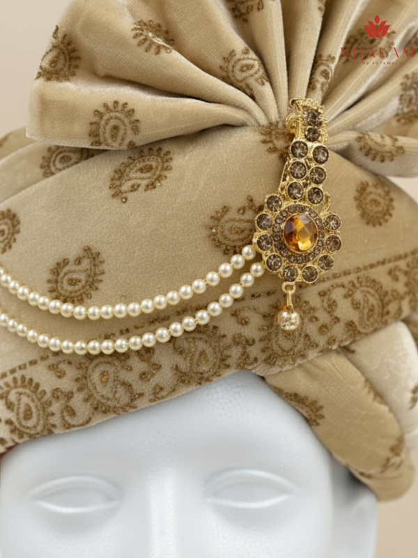 Golden Velvet Dulha Pagdi