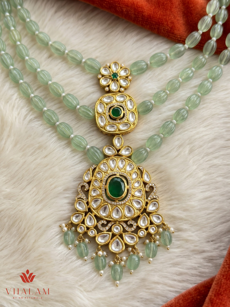 Pistachio Three-Layer Pendant Dulha Mala
