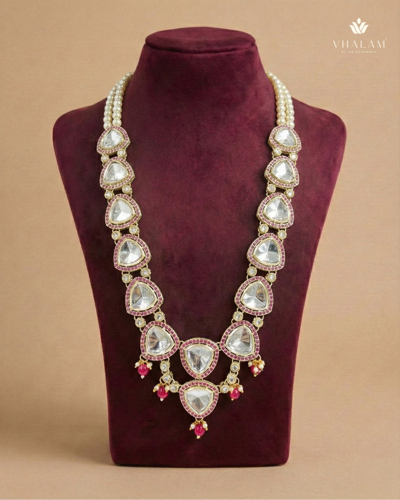 Groom Pink Triangle Kundan Wagh Nakh Dual Mala