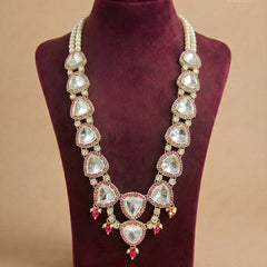 Groom Pink Triangle Kundan Wagh Nakh Dual Mala